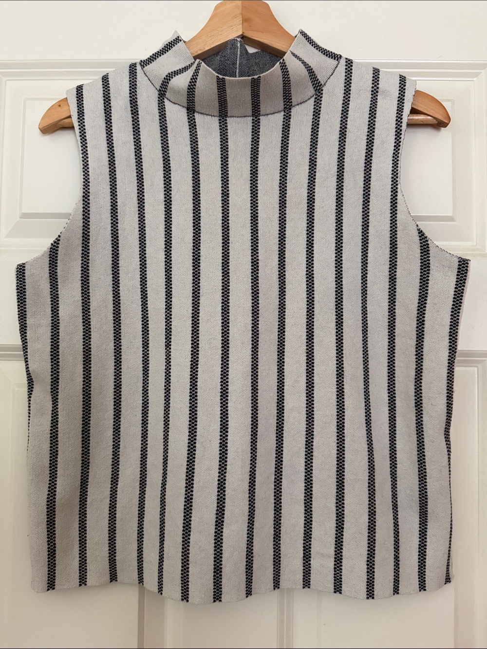 Moth by Anthropologie Vertical Stripe Mock Neck ‘Rochester’ Tank - Black & Cream
